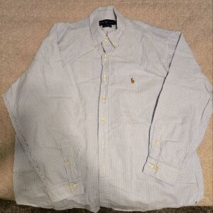 Polo by Ralph Lauren men's blue & white striped Oxford, size 17; 34/35